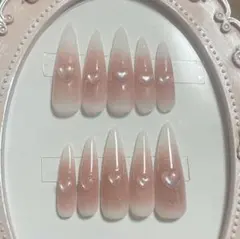 【No.9】ぷっくりハートパーツ❤︎チークネイル ネイルチップ