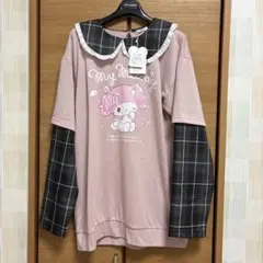 サンリオ マイメロ ピンク ドッキング 襟付き ビッグ トレーナー