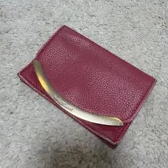 レザー 名刺入れ 赤 金属プレート付き