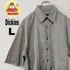 USA古着 Dickies 半袖ボタンシャツ　L グレー　ワーク