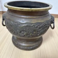 ☆銅製 ☆長方水盤 ☆獣足 ☆饕餮文☆ 盆栽鉢 ☆華道具☆ - メルカリ