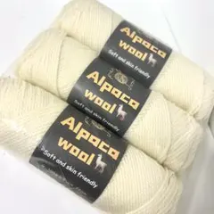 アルパカウール♪乳白色♪クリーム色♪100g×3個セット♪並太