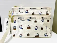 レスポートサック　サンリオ　キティ　 2段ポーチ　ホワイト