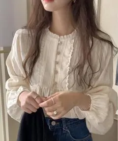 クールネックシャツ アイボリーのサムネイル
