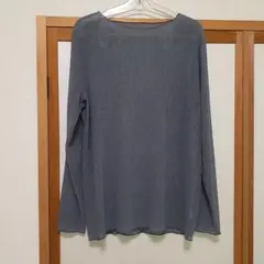リブ編み グレー 長袖 トップス