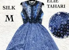 豪華☆エリータハリ 花柄刺繍 シフォンドレス フラワーレースワンピース シルク