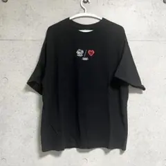 【Remember】 刺繍Tシャツ ビッグレッドハート ブラック フリーサイズ
