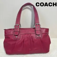 美品 COACH コーチ トートバッグ ハンド レザー ピンク A4 15045