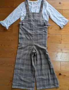 チェック柄サロペット カットソーセット