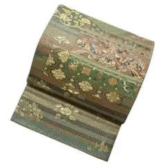 袋帯 漆 鳳凰 椋鳥 刺繍 金糸 華柄 花文 NO-1106