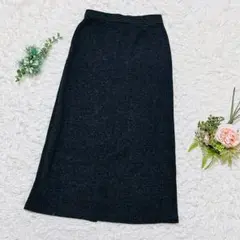 【ジーユー】❣️ブラッシュドリブナローロングスカート❣️サイドポケット 黒 M