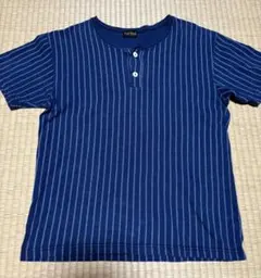 【日本製】旧 フラットヘッド ヘンリーネック ウォバッシュ Tシャツ ネイビー