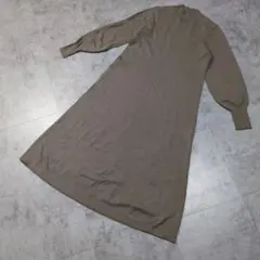 【良品】ユニクロ メリノブレンド Aラインワンピース Mサイズ ベージュ