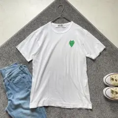 プレイ コムデギャルソン 半袖Tシャツ グリーンハートワッペン M 白 レディスのサムネイル