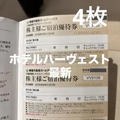最新　東急不動産　株主優待券　ホテルハーヴェスト　2026年8月31日期限