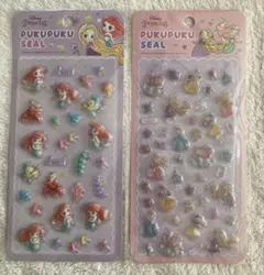 【Disney】プクプクシール アリエル&ディズニープリンセス2枚セット