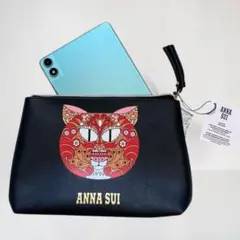 新品未使用 アナスイ ANNA SUI ポーチ セカンドバッグ 猫柄 黒