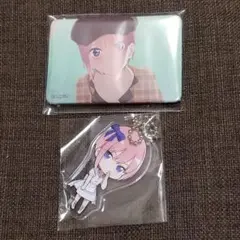 五等分の花嫁　一花　四角缶バッチ　アクリルキーホルダー　２個セット