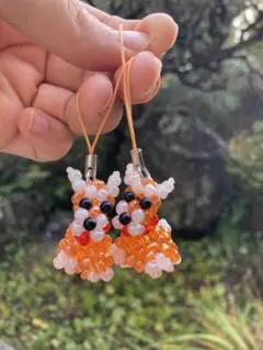 犬型ビーズチャーム オレンジ