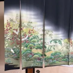 蓮の葉柄 のれん 藍色系 和風インテリア - メルカリ