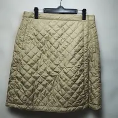 ベージュキルティング裏フリース付き防寒巻きスカート