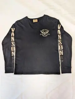 VANSON 長袖Tシャツ スカル刺繍 ブラック　サイズL　⑪のサムネイル