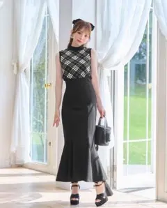 ミシェルマカロン 大人の美脚スカート ロングスカート ブラック xs