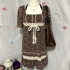 森ガール ガーリー コケット バレエコア フェアリーグランジ 花柄リボンワンピ
