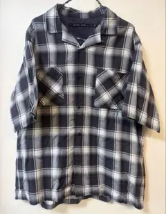 ニコアンド チェック オープンカラー 半袖シャツ M BLK/GRY/WH