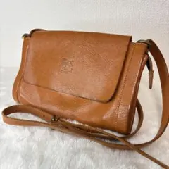 IL BISONTE イルビゾンテ 帆布 レザー ショルダーバッグ キャメル