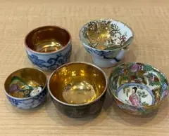 九谷焼　時代盃　七福神　杯　金彩　染付　七客　酒器　お猪口　ぐい呑み　※ 九谷焼 七福神 ぐい呑み 7客セット 金彩 陶器 お猪口 - メルカリ