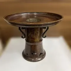 秦蔵六 造 鍍金銅製 素帯觚式 塗金銅花器 花器 花瓶 一輪挿 置物