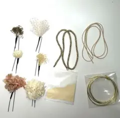 ドライフラワーとヘアアクセサリー素材セット