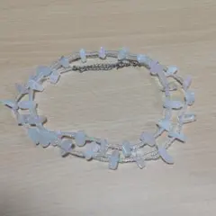 ネックレスハンドメイドビーズローズクォーツ透明ビーズ