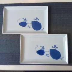 たち吉　彫り葡萄　焼き物用長角皿 2枚セット