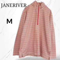 【ジェーンリバー】アシックス　ボーダーハーフジップ長袖トップスMピンク