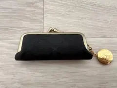 ブラック 布製 印鑑ケース ゴールド金具