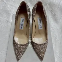 美品】JIMMY CHOO ブライダルシューズ ピンクゴールド グリッター