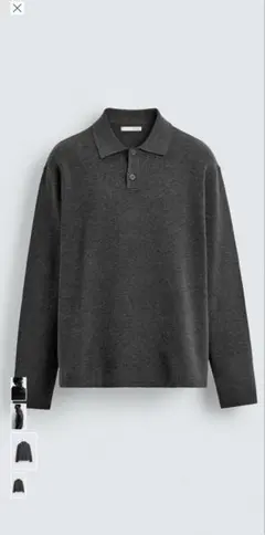 ★*★様 ZARA ソフトニットポロシャツ　Mサイズ　カーボングレー