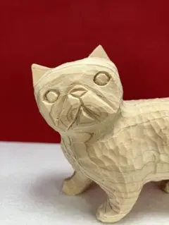 猫（小) エキゾ　木彫り　置物