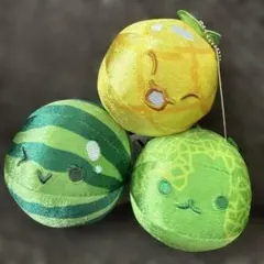 スイカゲーム　きらきらマスコットぬいぐるみ　スイカ　メロン　パイナップル　セット