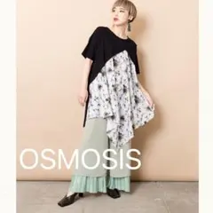 OSMOSISオズモーシス柄切替Tシャツ　ドッキング　カットソー　異素材ミックスのサムネイル