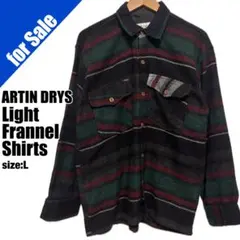 海外古着 90s ARTIN DRYS 長袖 ライト ネル チェック シャツ L