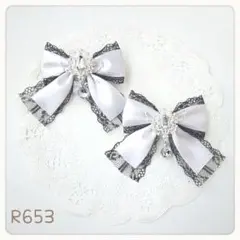 リボン ヘアクリップ 白 ホワイト 黒 量産型 地雷 ロリータ ゴスロリ 姫系