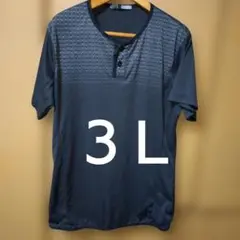 大きいサイズ３Ｌ/MizunoPro ヘンリーネック Tシャツ ダークブルー
