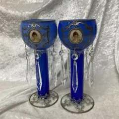 アンティーク調 ガラス製キャンドルホルダー　コンポート