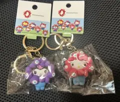 関西万博ミャクミャクなりきり立体マスコットカラーキーホルダ　キティ&クロミ