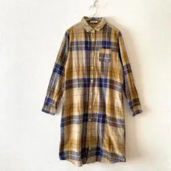 ☆【セルフサービス】シャツワンピース チェック柄 綿100％ フルボタン M