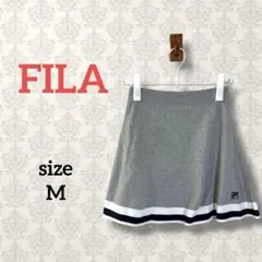 フィラ【M】ニットフレアミニスカート ストライプ ウエストゴム スポーティー