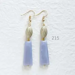 ハンドメイド215　ピアス　グレー　灰色　エスニック　夏　マーブル　カラフル